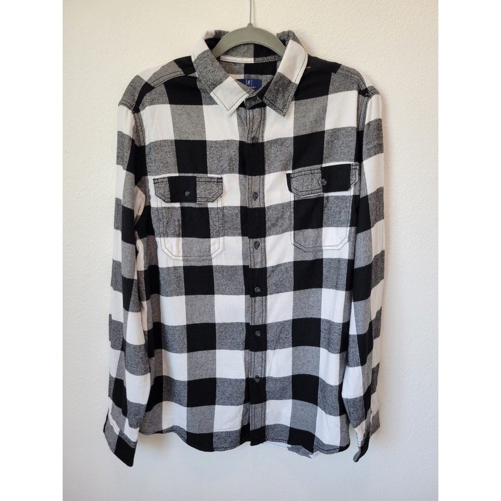 George‎ Buffalo Check Cabincore Flannel Shirt – Men's Large